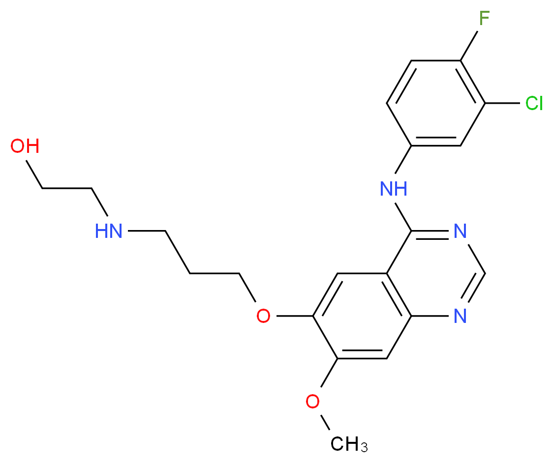 2-{[3-({4-[(3-chloro-4-fluorophenyl)amino]-7-methoxyquinazolin-6-yl}oxy)propyl]amino}ethan-1-ol_分子结构_CAS_847949-56-8