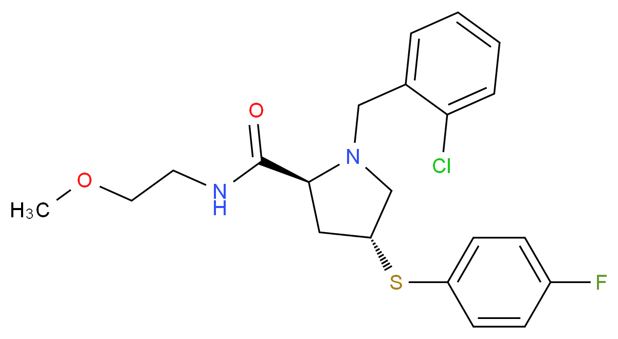 (4R)-1-(2-chlorobenzyl)-4-[(4-fluorophenyl)thio]-N-(2-methoxyethyl)-L-prolinamide_分子结构_CAS_)