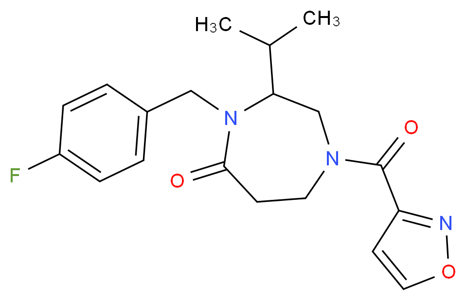 4-(4-fluorobenzyl)-3-isopropyl-1-(isoxazol-3-ylcarbonyl)-1,4-diazepan-5-one_分子结构_CAS_)