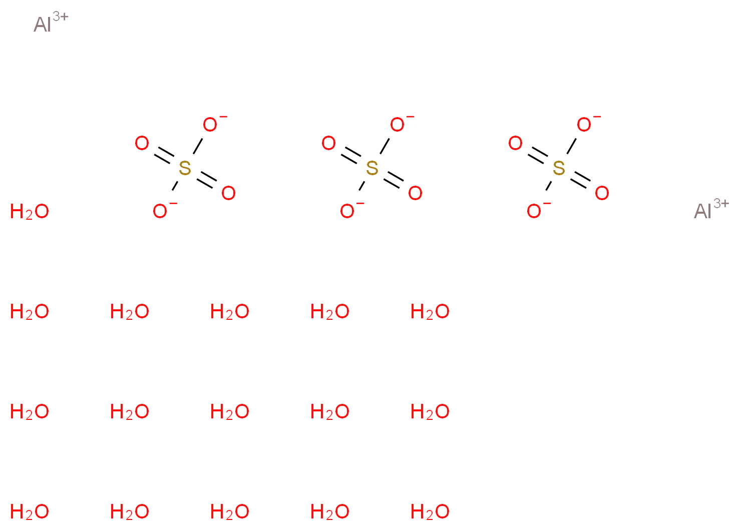 dialuminium(3+) ion hexadecahydrate trisulfate_分子结构_CAS_16828-11-8