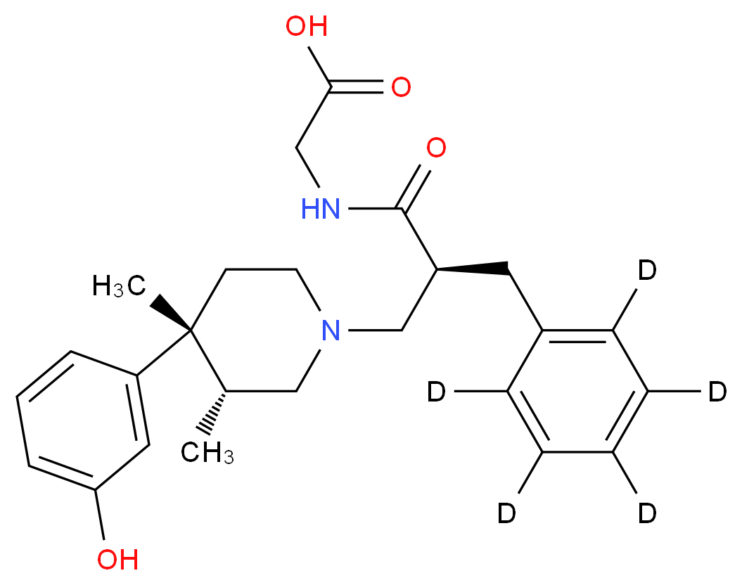 2-[(2S)-2-[(<sup>2</sup>H<sub>5</sub>)benzyl]-3-[(3R,4R)-4-(3-hydroxyphenyl)-3,4-dimethylpiperidin-1-yl]propanamido]acetic acid_分子结构_CAS_1217616-62-0