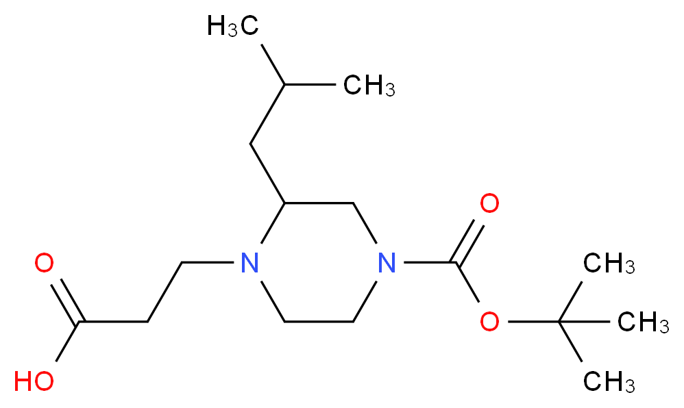 3-{4-[(tert-butoxy)carbonyl]-2-(2-methylpropyl)piperazin-1-yl}propanoic acid_分子结构_CAS_1060814-06-3