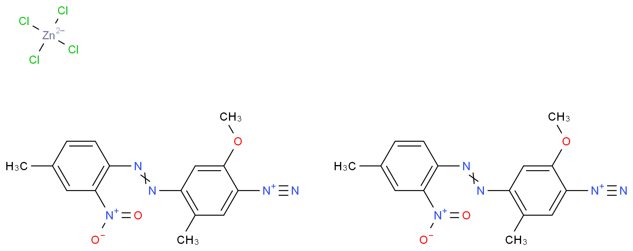 bis(2-methoxy-5-methyl-4-[2-(4-methyl-2-nitrophenyl)diazen-1-yl]benzene-1-diazonium); tetrachlorozincdiuide_分子结构_CAS_61966-14-1