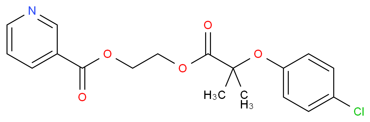 2-(pyridine-3-carbonyloxy)ethyl 2-(4-chlorophenoxy)-2-methylpropanoate_分子结构_CAS_31637-97-5