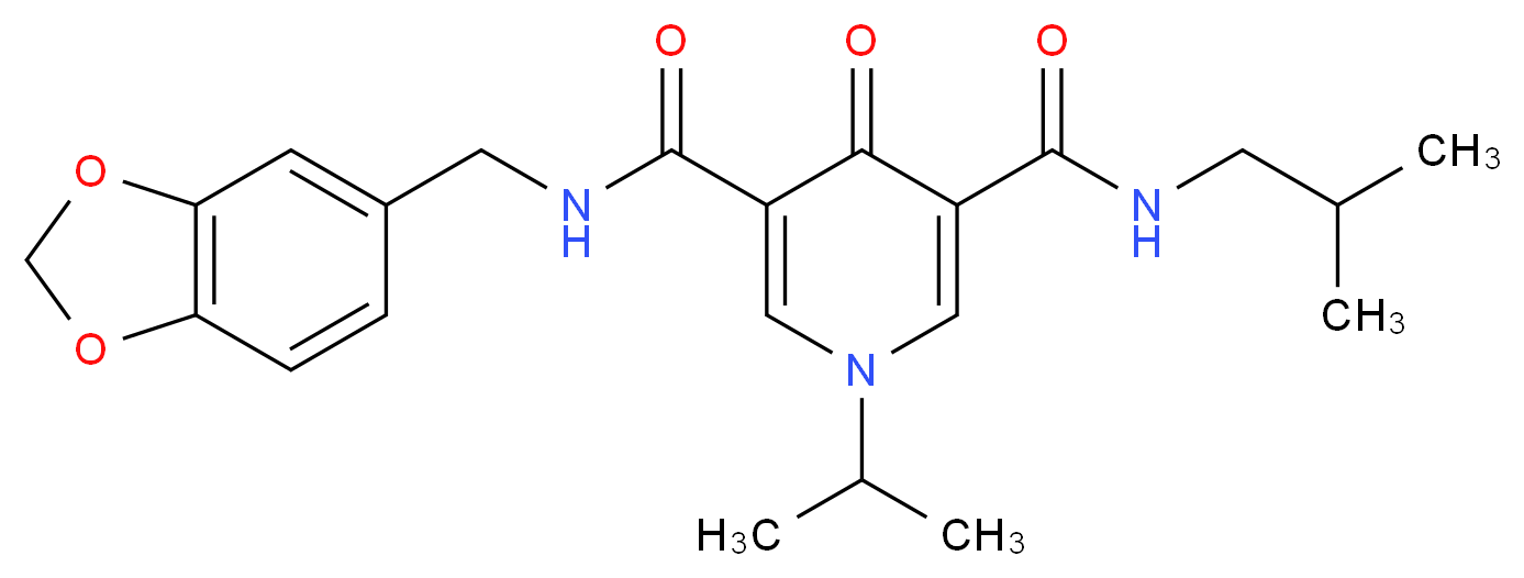 N-(1,3-benzodioxol-5-ylmethyl)-N'-isobutyl-1-isopropyl-4-oxo-1,4-dihydro-3,5-pyridinedicarboxamide_分子结构_CAS_)