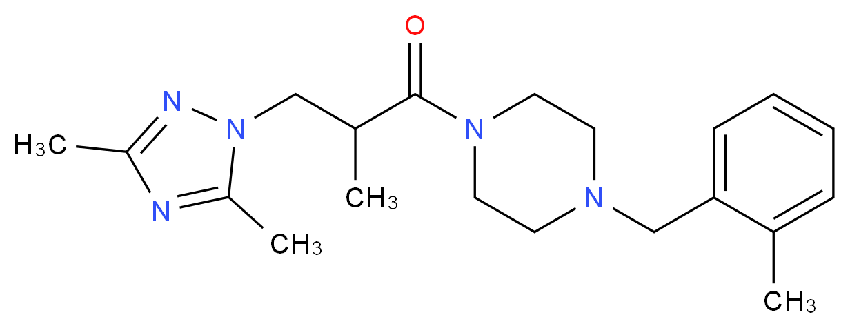 1-[3-(3,5-dimethyl-1H-1,2,4-triazol-1-yl)-2-methylpropanoyl]-4-(2-methylbenzyl)piperazine_分子结构_CAS_)