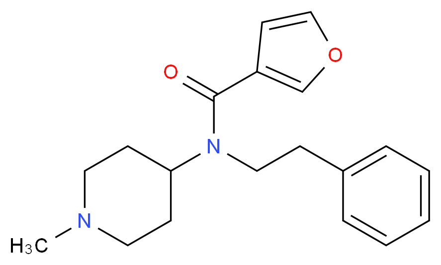 N-(1-methyl-4-piperidinyl)-N-(2-phenylethyl)-3-furamide_分子结构_CAS_)