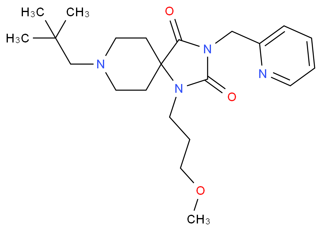 8-(2,2-dimethylpropyl)-1-(3-methoxypropyl)-3-(2-pyridinylmethyl)-1,3,8-triazaspiro[4.5]decane-2,4-dione_分子结构_CAS_)