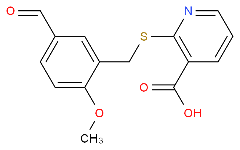 2-[(5-Formyl-2-methoxybenzyl)thio]nicotinic acid_分子结构_CAS_)