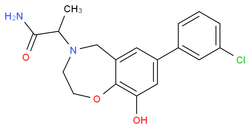 2-[7-(3-chlorophenyl)-9-hydroxy-2,3-dihydro-1,4-benzoxazepin-4(5H)-yl]propanamide_分子结构_CAS_)