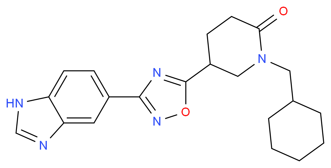 5-[3-(1H-benzimidazol-5-yl)-1,2,4-oxadiazol-5-yl]-1-(cyclohexylmethyl)-2-piperidinone_分子结构_CAS_)