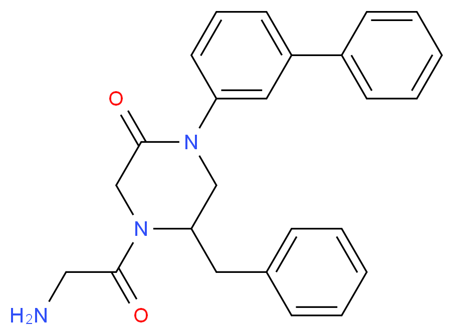 5-benzyl-1-(3-biphenylyl)-4-glycyl-2-piperazinone_分子结构_CAS_)