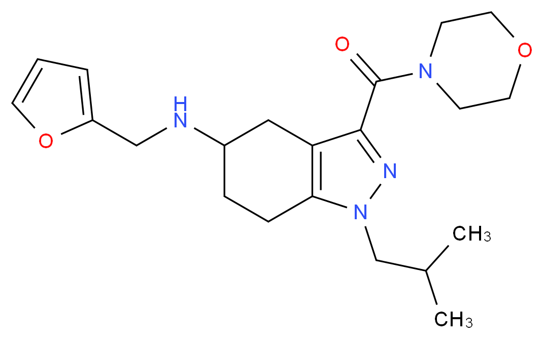N-(2-furylmethyl)-1-isobutyl-3-(4-morpholinylcarbonyl)-4,5,6,7-tetrahydro-1H-indazol-5-amine_分子结构_CAS_)