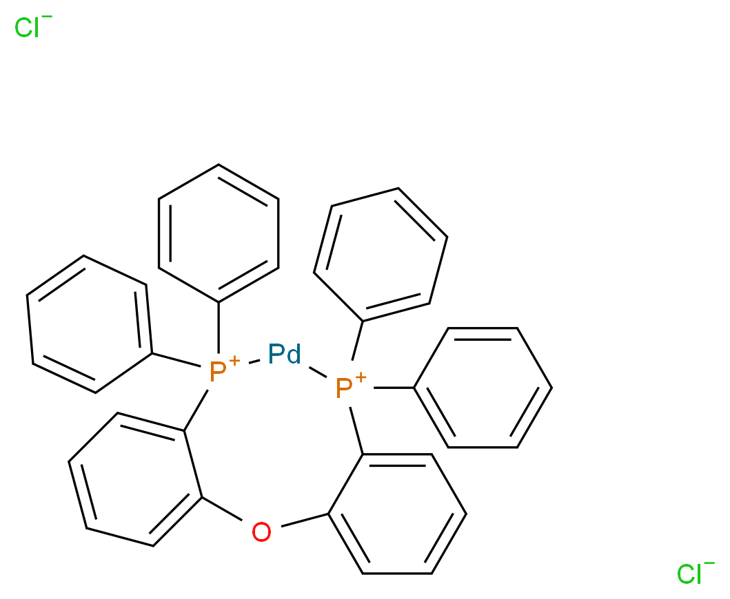 9,9,11,11-tetraphenyl-2-oxa-9λ<sup>5</sup>,11λ<sup>5</sup>-diphospha-10-palladatricyclo[10.4.0.0<sup>3</sup>,<sup>8</sup>]hexadeca-1(16),3,5,7,12,14-hexaene-9,11-bis(ylium) dichloride_分子结构_CAS_205319-06-8