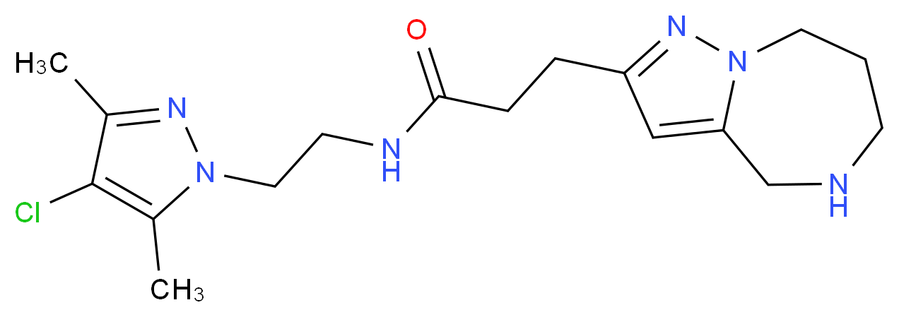 N-[2-(4-chloro-3,5-dimethyl-1H-pyrazol-1-yl)ethyl]-3-(5,6,7,8-tetrahydro-4H-pyrazolo[1,5-a][1,4]diazepin-2-yl)propanamide_分子结构_CAS_)