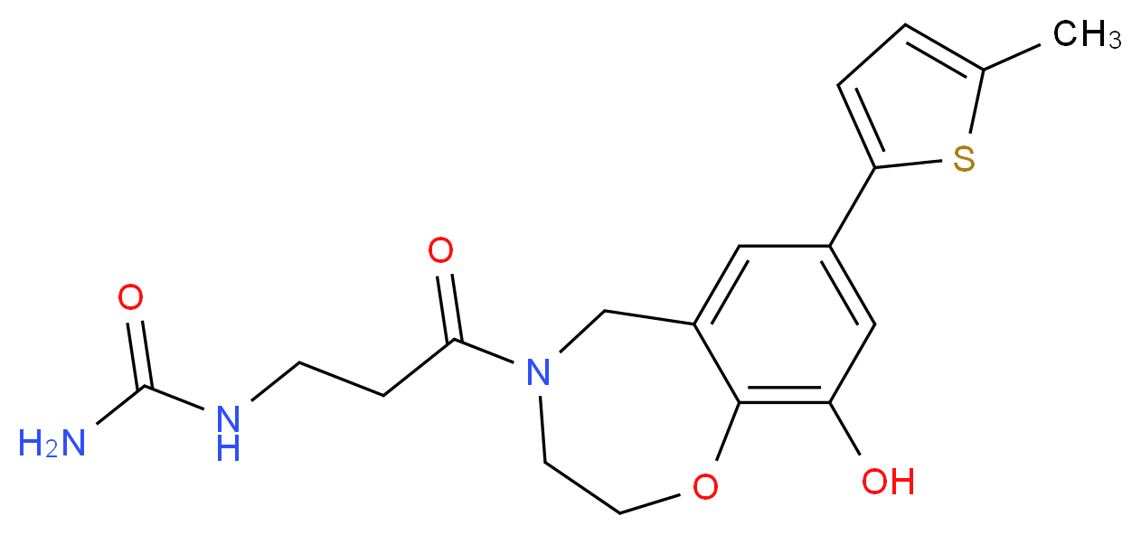 N-{3-[9-hydroxy-7-(5-methyl-2-thienyl)-2,3-dihydro-1,4-benzoxazepin-4(5H)-yl]-3-oxopropyl}urea_分子结构_CAS_)