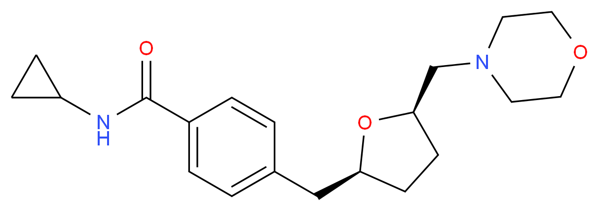 N-cyclopropyl-4-{[(2S*,5R*)-5-(morpholin-4-ylmethyl)tetrahydrofuran-2-yl]methyl}benzamide_分子结构_CAS_)