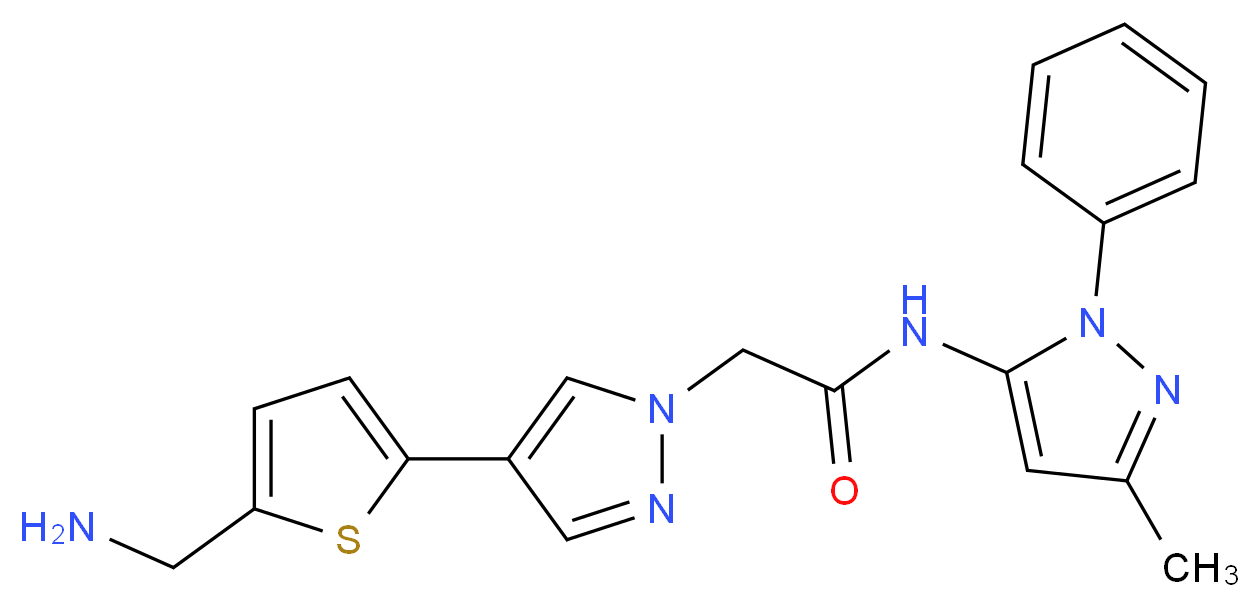 2-{4-[5-(aminomethyl)-2-thienyl]-1H-pyrazol-1-yl}-N-(3-methyl-1-phenyl-1H-pyrazol-5-yl)acetamide_分子结构_CAS_)