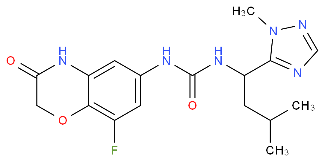 N-(8-fluoro-3-oxo-3,4-dihydro-2H-1,4-benzoxazin-6-yl)-N'-[3-methyl-1-(1-methyl-1H-1,2,4-triazol-5-yl)butyl]urea_分子结构_CAS_)