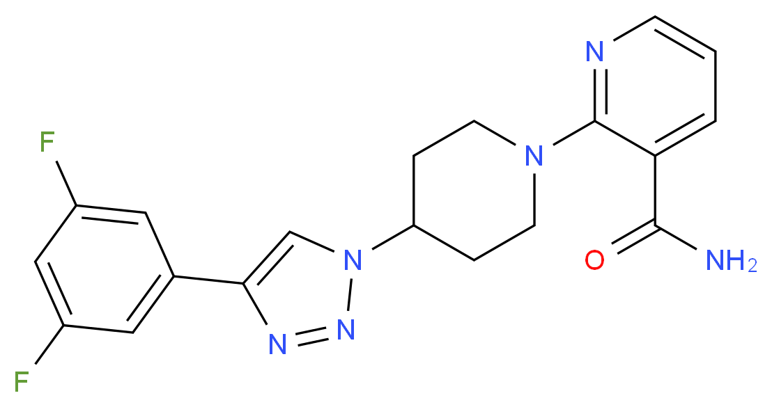 2-{4-[4-(3,5-difluorophenyl)-1H-1,2,3-triazol-1-yl]piperidin-1-yl}nicotinamide_分子结构_CAS_)