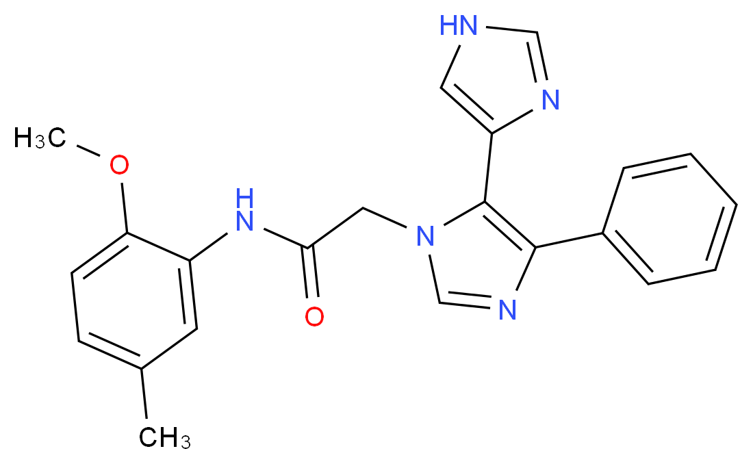 N-(2-methoxy-5-methylphenyl)-2-(5'-phenyl-1H,3'H-4,4'-biimidazol-3'-yl)acetamide_分子结构_CAS_)