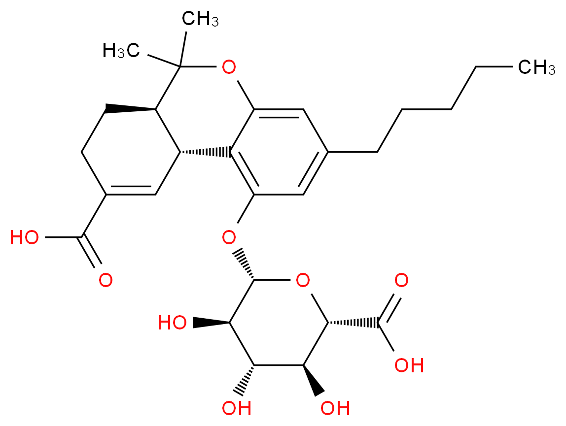 (2S,3S,4S,5R,6S)-6-{[(6aR,10aR)-9-carboxy-6,6-dimethyl-3-pentyl-6H,6aH,7H,8H,10aH-benzo[c]isochromen-1-yl]oxy}-3,4,5-trihydroxyoxane-2-carboxylic acid_分子结构_CAS_84376-63-6