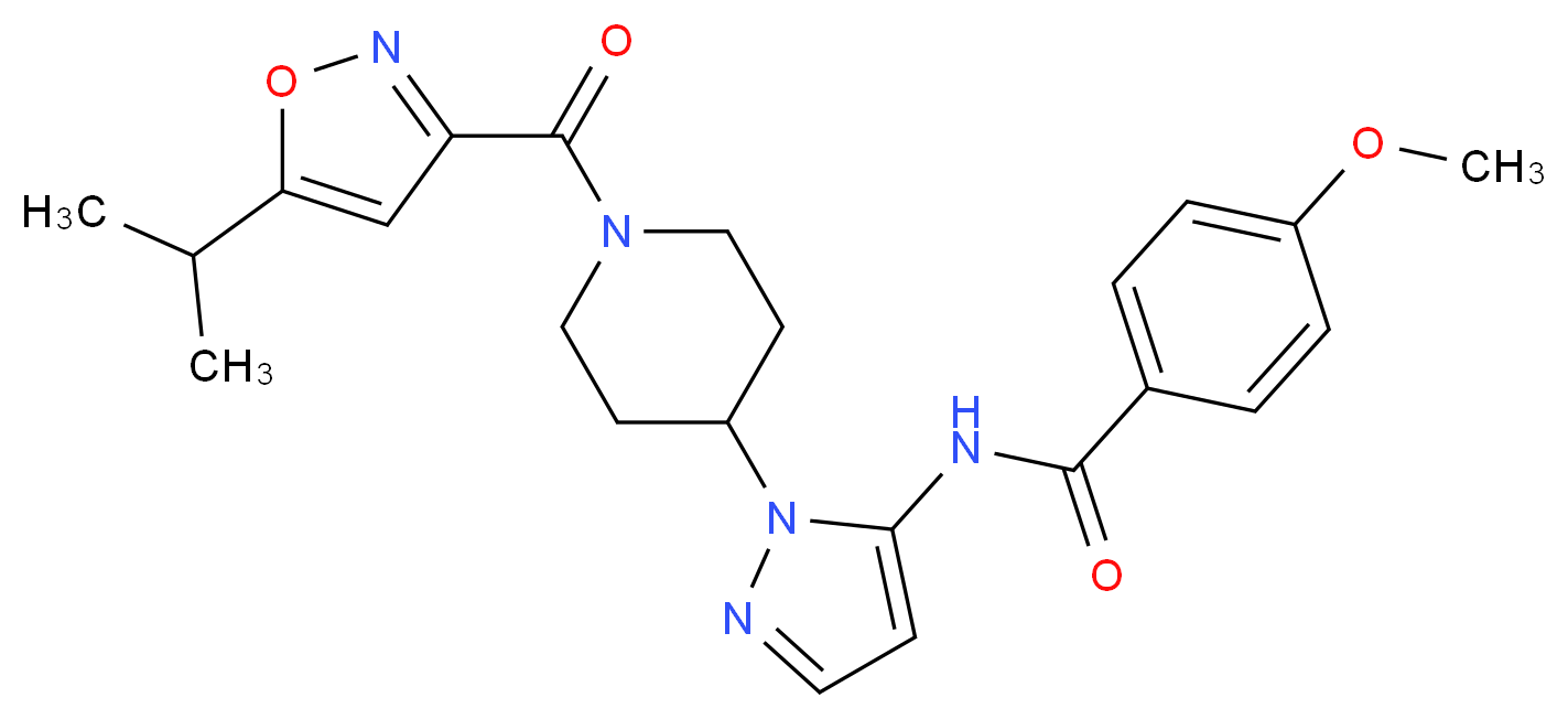 N-(1-{1-[(5-isopropyl-3-isoxazolyl)carbonyl]-4-piperidinyl}-1H-pyrazol-5-yl)-4-methoxybenzamide_分子结构_CAS_)