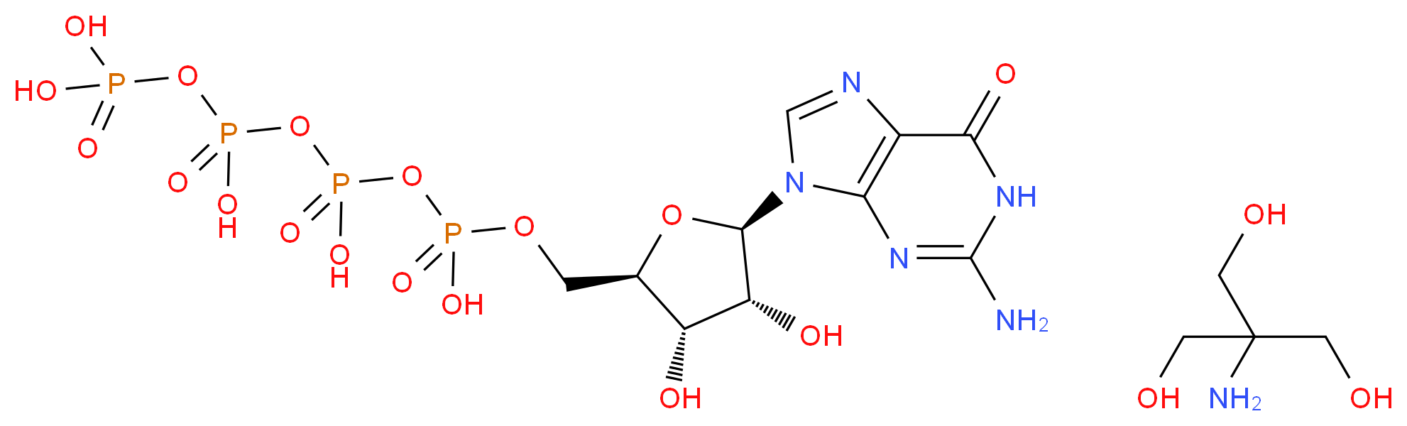 2-amino-2-(hydroxymethyl)propane-1,3-diol; {[({[({[(2R,3S,4R,5R)-5-(2-amino-6-oxo-6,9-dihydro-1H-purin-9-yl)-3,4-dihydroxyoxolan-2-yl]methoxy}(hydroxy)phosphoryl)oxy](hydroxy)phosphoryl}oxy)(hydroxy)phosphoryl]oxy}phosphonic acid_分子结构_CAS_103213-27-0