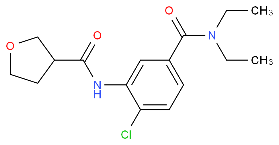 N-{2-chloro-5-[(diethylamino)carbonyl]phenyl}tetrahydrofuran-3-carboxamide_分子结构_CAS_)