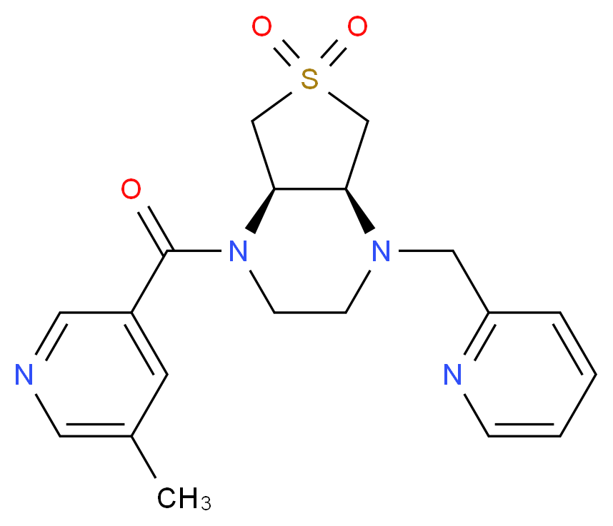 (4aS*,7aR*)-1-[(5-methyl-3-pyridinyl)carbonyl]-4-(2-pyridinylmethyl)octahydrothieno[3,4-b]pyrazine 6,6-dioxide_分子结构_CAS_)