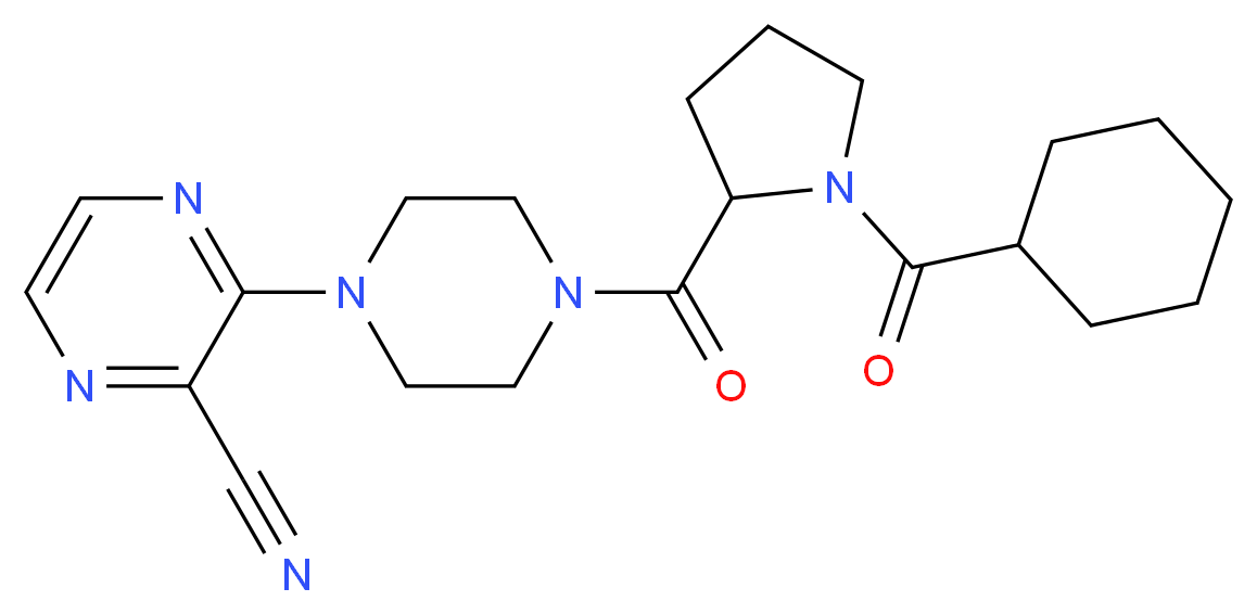 3-(4-{[1-(cyclohexylcarbonyl)pyrrolidin-2-yl]carbonyl}piperazin-1-yl)pyrazine-2-carbonitrile_分子结构_CAS_)