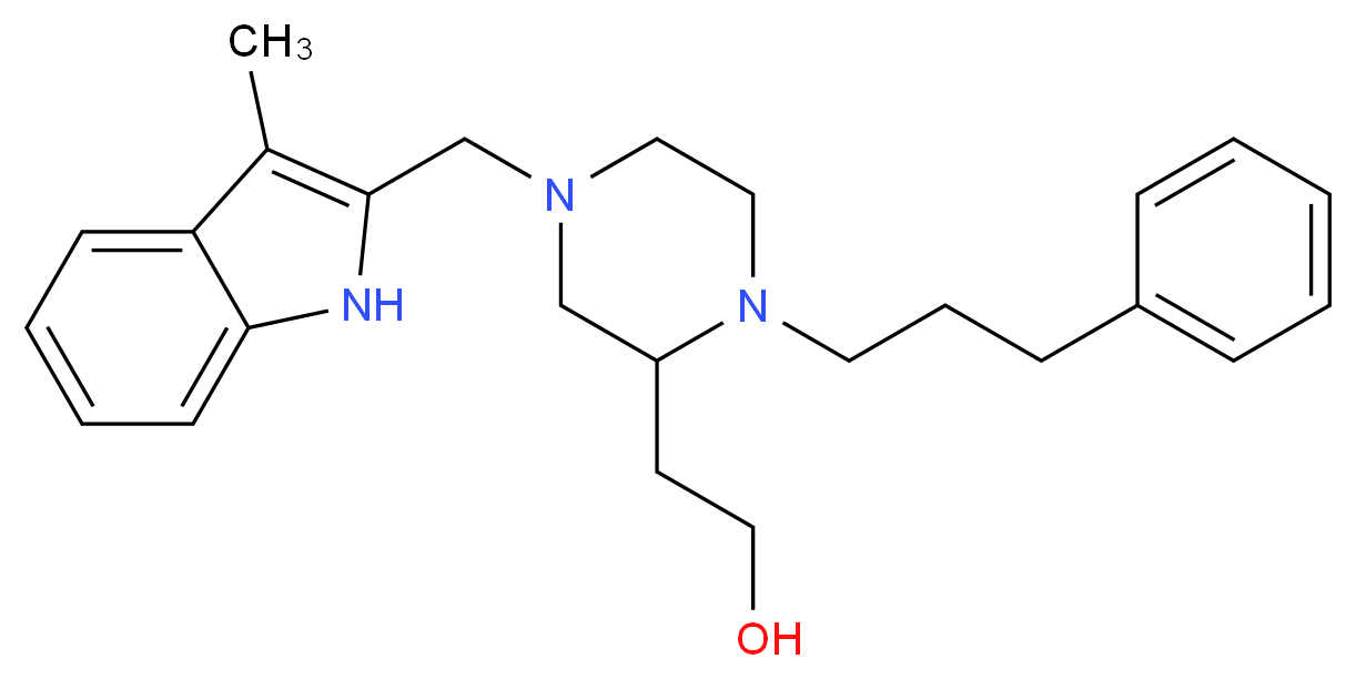 2-[4-[(3-methyl-1H-indol-2-yl)methyl]-1-(3-phenylpropyl)-2-piperazinyl]ethanol_分子结构_CAS_)
