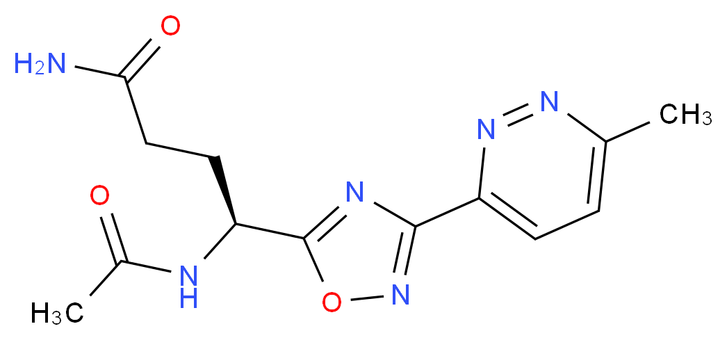 (4S)-4-(acetylamino)-4-[3-(6-methyl-3-pyridazinyl)-1,2,4-oxadiazol-5-yl]butanamide_分子结构_CAS_)