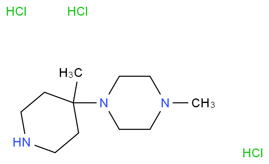 1-Methyl-4-(4-methylpiperidin-4-yl)piperazine trihydrochloride_分子结构_CAS_1208089-44-4)