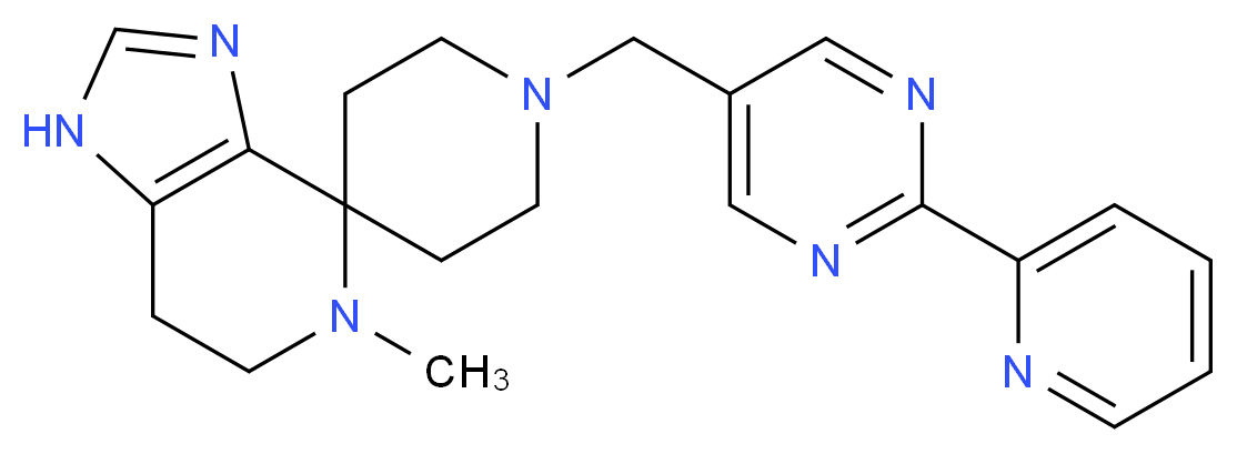 5-methyl-1'-[(2-pyridin-2-ylpyrimidin-5-yl)methyl]-1,5,6,7-tetrahydrospiro[imidazo[4,5-c]pyridine-4,4'-piperidine]_分子结构_CAS_)