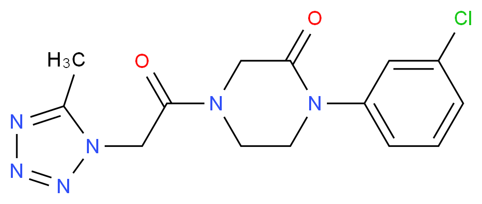 1-(3-chlorophenyl)-4-[(5-methyl-1H-tetrazol-1-yl)acetyl]-2-piperazinone_分子结构_CAS_)