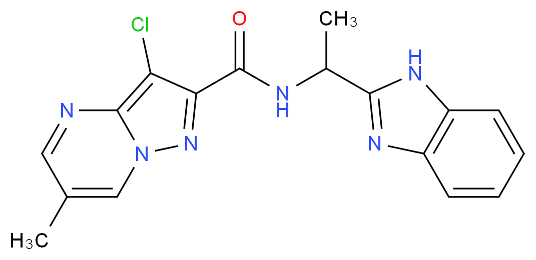 N-[1-(1H-benzimidazol-2-yl)ethyl]-3-chloro-6-methylpyrazolo[1,5-a]pyrimidine-2-carboxamide_分子结构_CAS_)