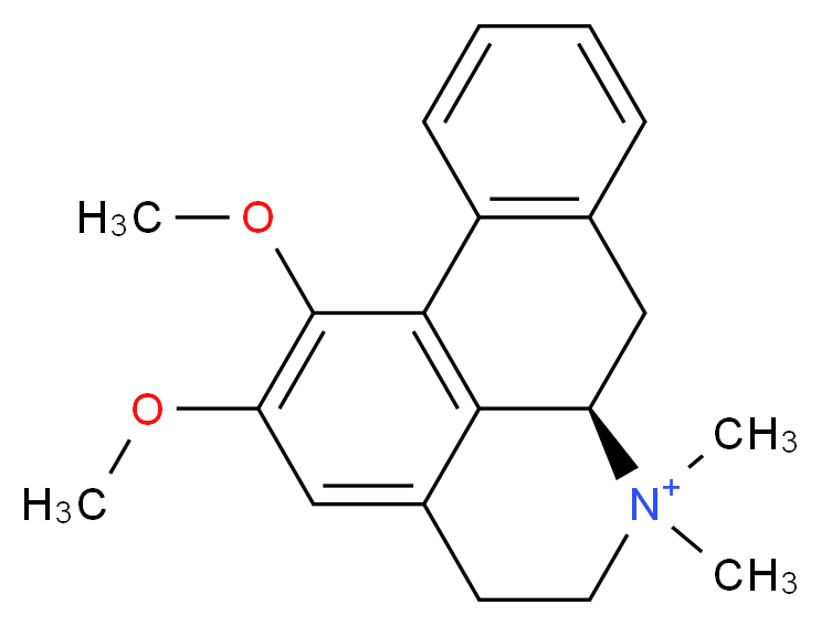 (9R)-15,16-dimethoxy-10,10-dimethyl-10-azatetracyclo[7.7.1.0<sup>2</sup>,<sup>7</sup>.0<sup>1</sup><sup>3</sup>,<sup>1</sup><sup>7</sup>]heptadeca-1(17),2(7),3,5,13,15-hexaen-10-ium_分子结构_CAS_754919-24-9