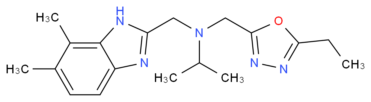 N-[(6,7-dimethyl-1H-benzimidazol-2-yl)methyl]-N-[(5-ethyl-1,3,4-oxadiazol-2-yl)methyl]propan-2-amine_分子结构_CAS_)