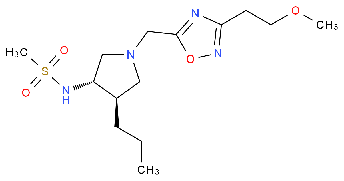 N-((3S*,4R*)-1-{[3-(2-methoxyethyl)-1,2,4-oxadiazol-5-yl]methyl}-4-propyl-3-pyrrolidinyl)methanesulfonamide_分子结构_CAS_)