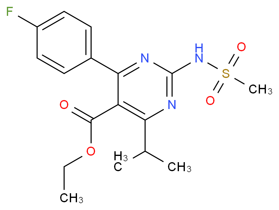 Ethyl 4-(4-Fluorophenyl)-6-isopropyl-2-(N-methylsulfonamido)pyrimidine-5-carboxylate_分子结构_CAS_1035595-71-1)