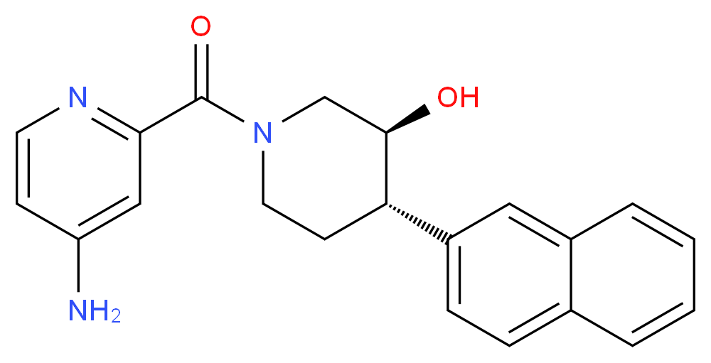 (3S*,4S*)-1-[(4-aminopyridin-2-yl)carbonyl]-4-(2-naphthyl)piperidin-3-ol_分子结构_CAS_)