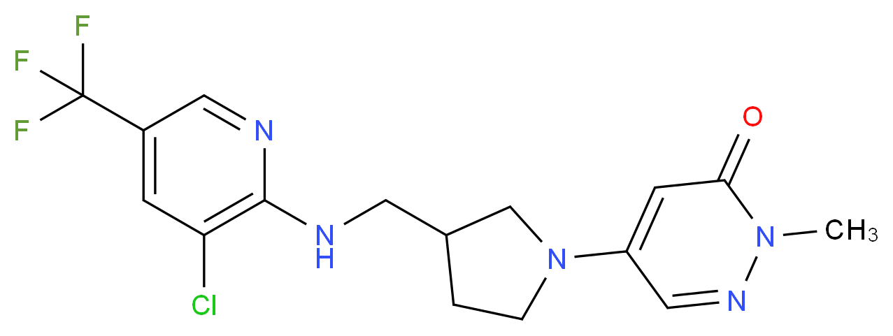 5-[3-({[3-chloro-5-(trifluoromethyl)-2-pyridinyl]amino}methyl)-1-pyrrolidinyl]-2-methyl-3(2H)-pyridazinone_分子结构_CAS_)