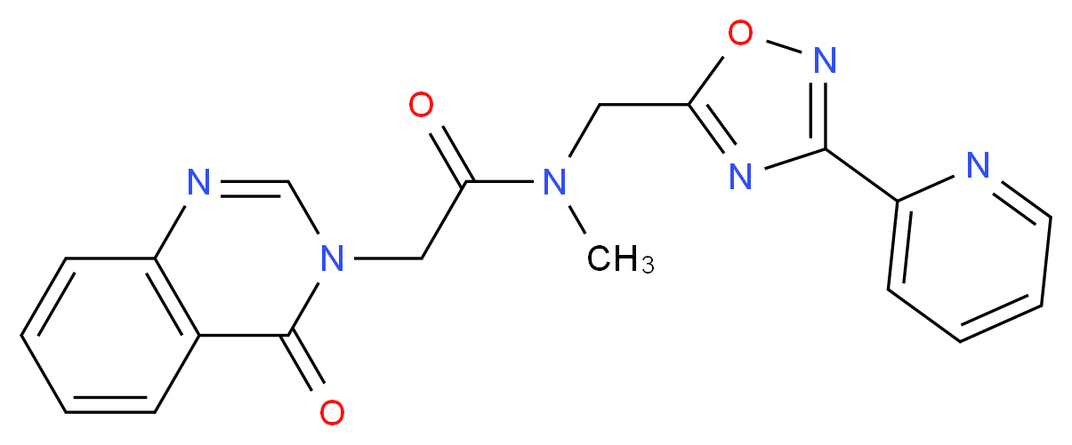 N-methyl-2-(4-oxo-3(4H)-quinazolinyl)-N-{[3-(2-pyridinyl)-1,2,4-oxadiazol-5-yl]methyl}acetamide_分子结构_CAS_)