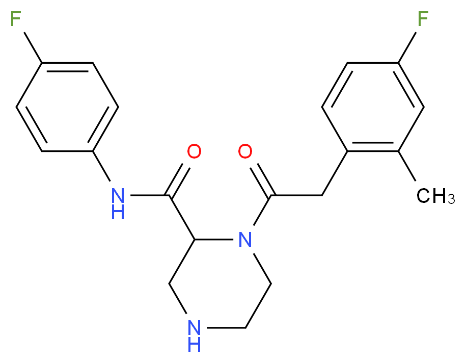 1-[(4-fluoro-2-methylphenyl)acetyl]-N-(4-fluorophenyl)-2-piperazinecarboxamide_分子结构_CAS_)
