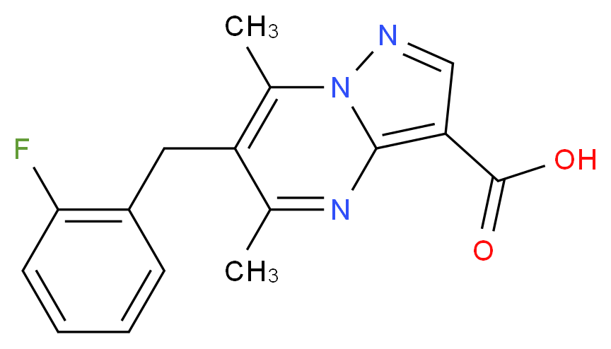 6-(2-Fluorobenzyl)-5,7-dimethylpyrazolo-[1,5-a]pyrimidine-3-carboxylic acid_分子结构_CAS_)