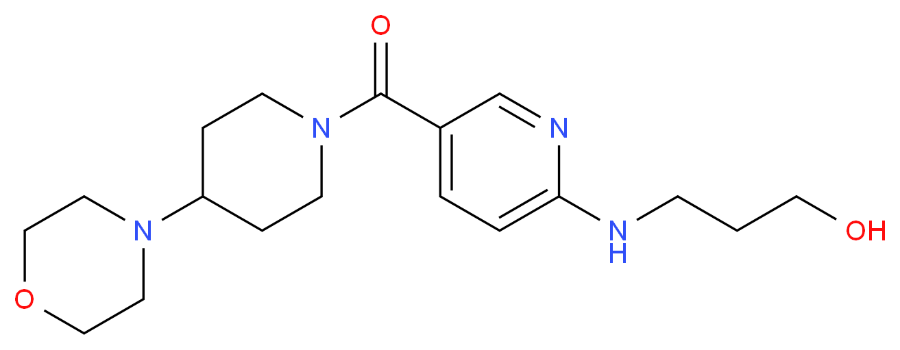 3-({5-[(4-morpholin-4-ylpiperidin-1-yl)carbonyl]pyridin-2-yl}amino)propan-1-ol_分子结构_CAS_)