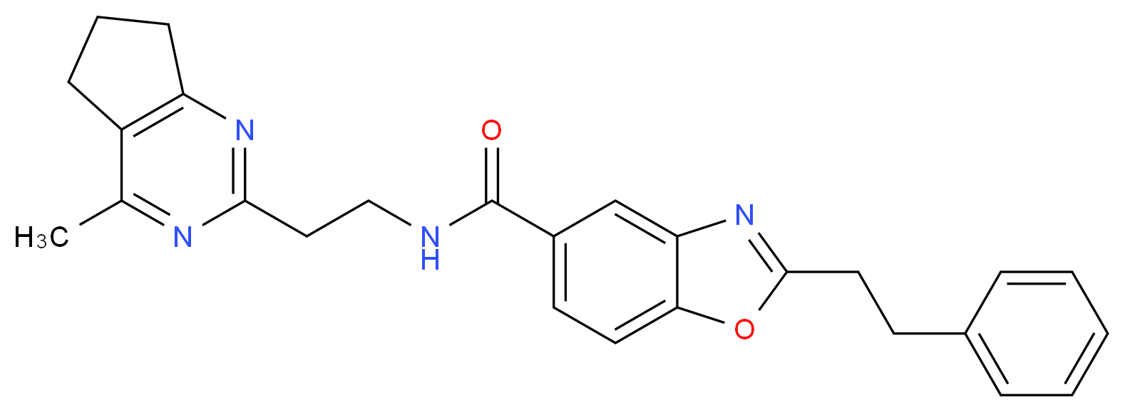 N-[2-(4-methyl-6,7-dihydro-5H-cyclopenta[d]pyrimidin-2-yl)ethyl]-2-(2-phenylethyl)-1,3-benzoxazole-5-carboxamide_分子结构_CAS_)
