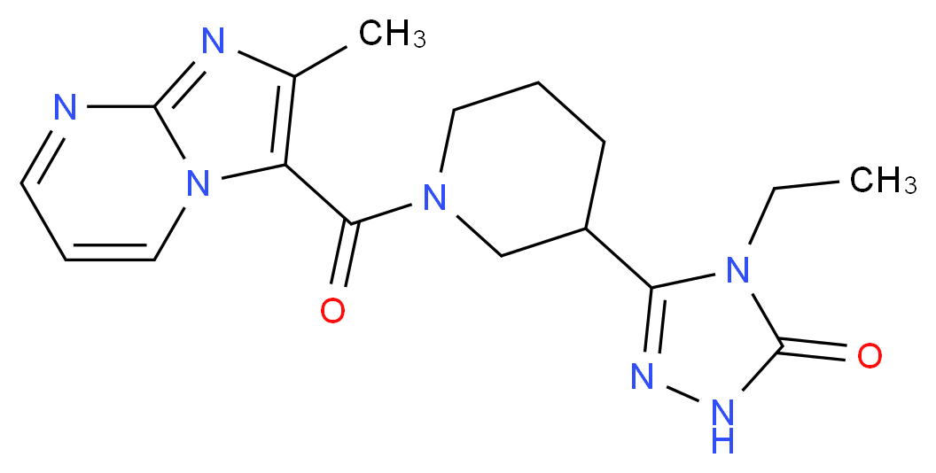 4-ethyl-5-{1-[(2-methylimidazo[1,2-a]pyrimidin-3-yl)carbonyl]piperidin-3-yl}-2,4-dihydro-3H-1,2,4-triazol-3-one_分子结构_CAS_)