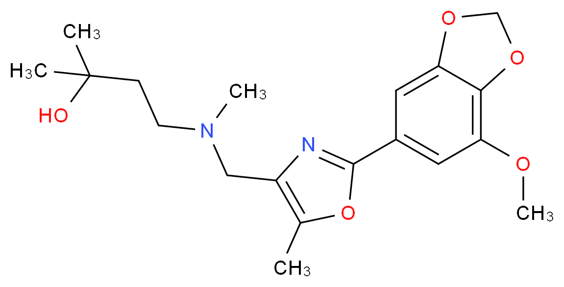4-[{[2-(7-methoxy-1,3-benzodioxol-5-yl)-5-methyl-1,3-oxazol-4-yl]methyl}(methyl)amino]-2-methylbutan-2-ol_分子结构_CAS_)